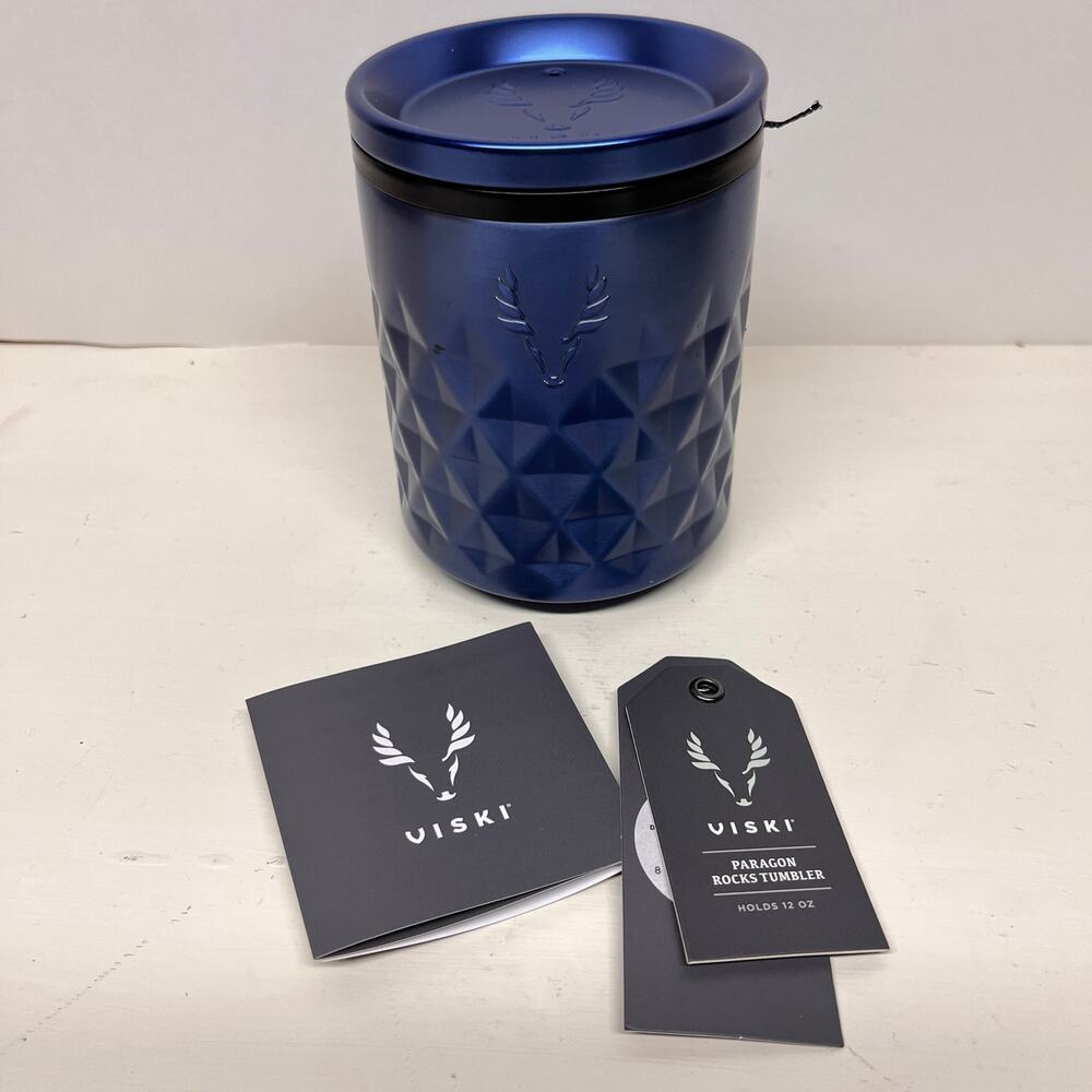 Viski Paragon Rocks Tumbler Whiskey 12 oz Electric Blue